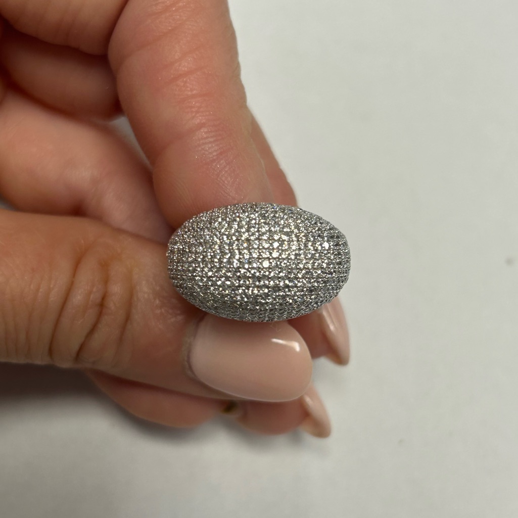 Suzy Levian Yellow Sterling Silver White Cz Pave Ring Nwt